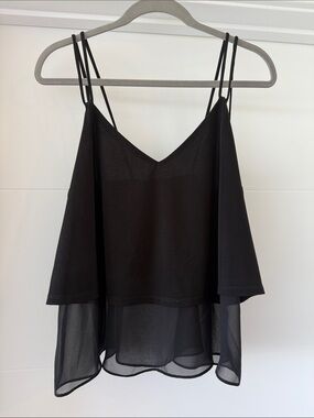 BCBGeneration Black Layered Double-Strap Flowy Top